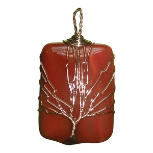 Carnelian Orgone Pendant with Tree of Life and Pyramid